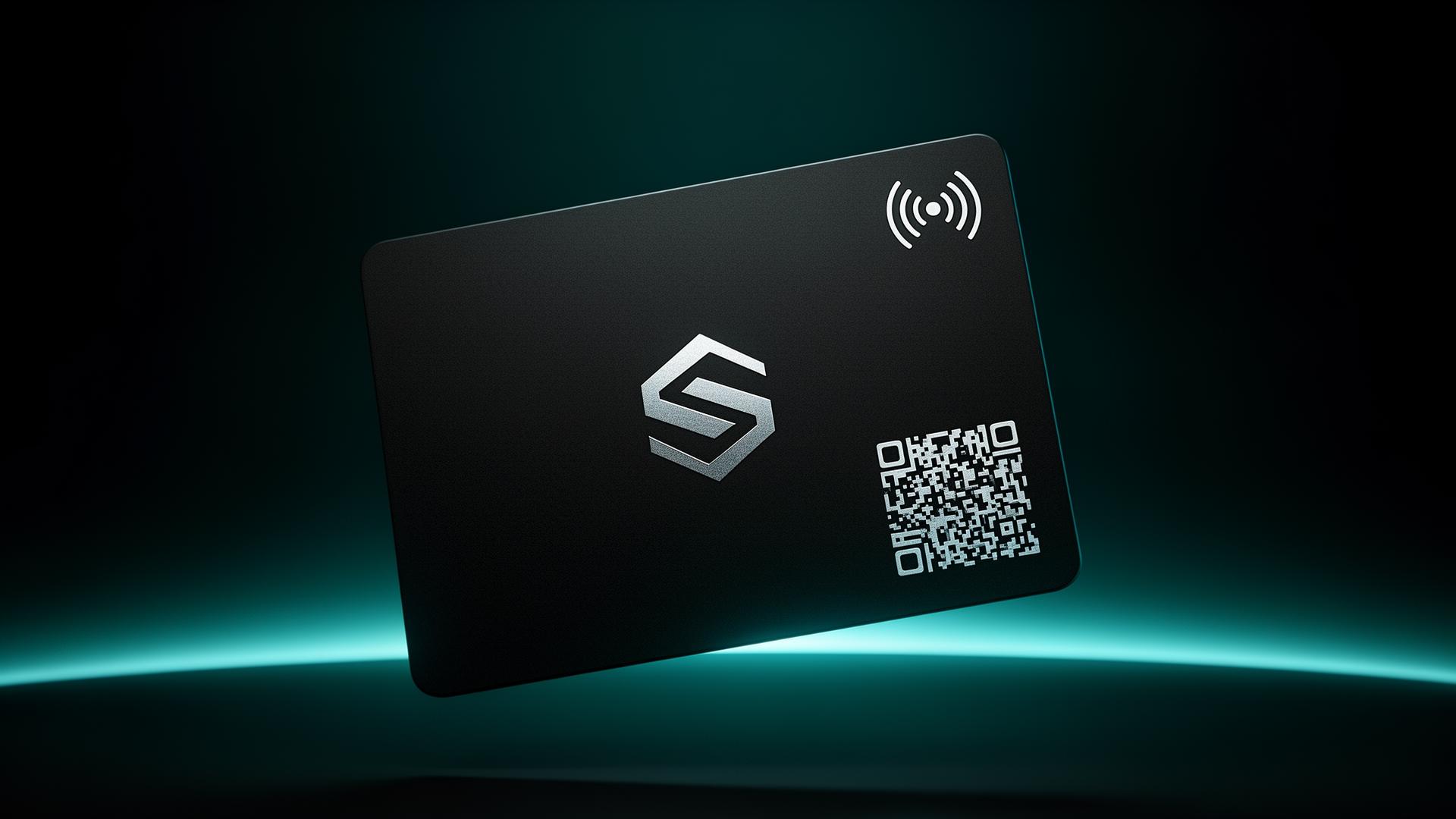 Carte de visite NFC Wolof Card Pro en métal noir mat